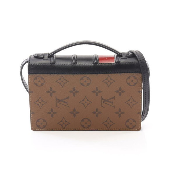 Louis Vuitton Book Wallet Chain Shoulder Bag Reverse Brown Black - Picture 1 of 7